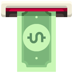 Cash machine with dollar bill