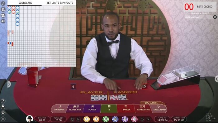 Baccarat live dealer at table