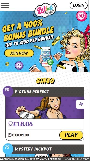 Wink Bingo Mobile Casino Review: