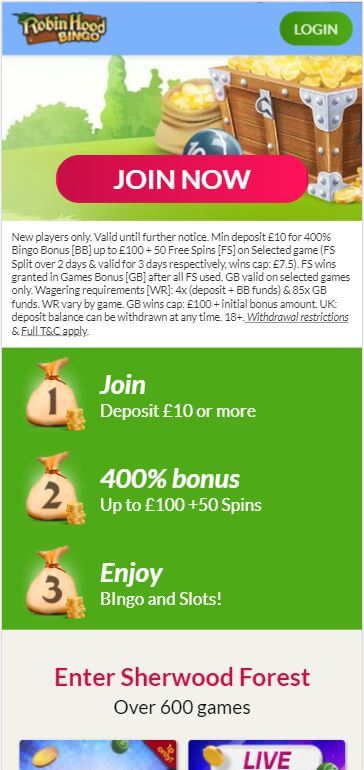 Robin Hood Bingo Mobile Review